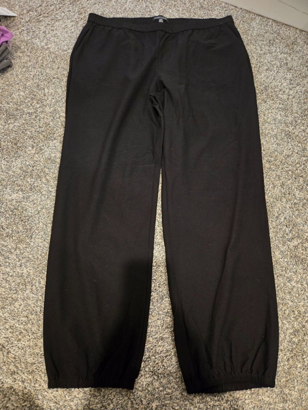 Eileen Fisher Black Crepe Jogger Pants L - Picture 2 of 5